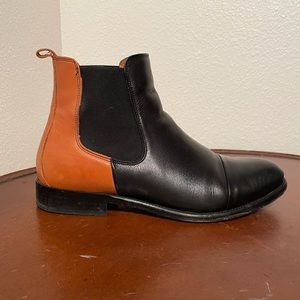Ten Points color block leather ankle boots